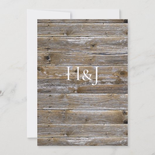 Rustiek hout wit rose elegante bruiloft uitnodigin kaart (Achterkant)