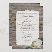 Rustiek hout wit rose elegante bruiloft uitnodigin kaart (Voorkant / Achterkant)