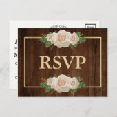 Rustiek Hout Wit Rose Goud Lijst | RSVP-Briefkaart Uitnodiging Briefkaart (Voorkant / Achterkant)