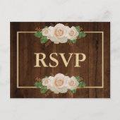Rustiek Hout Wit Rose Goud Lijst | RSVP-Briefkaart Uitnodiging Briefkaart (Voorkant)