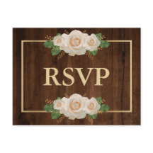 Rustiek Hout Wit Rose Goud Lijst | RSVP-Briefkaart