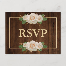 Rustiek Hout Wit Rose Goud Lijst | RSVP-Briefkaart Uitnodiging Briefkaart