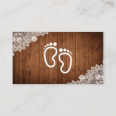 Rustiek Hout & Witte Kant Schattigee Voeten Luier Informatiekaartje (Achterkant)