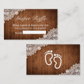 Rustiek Hout & Witte Kant Schattigee Voeten Luier Informatiekaartje (Voorkant / Achterkant)