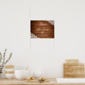 Rustiek hout & witte kant trouwbord poster (Keuken)
