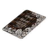 Rustiek Hout Witte Lace Bloemen Huwelijksuitnodigi Magneet (Linkerzijde)