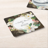 Rustiek Hout Witte Magnolia Bloemen Waterverf Blus Kartonnen Onderzetters (Schuin)