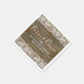 Rustiek hout & witte vintage kantbloem servetten (Hoek)