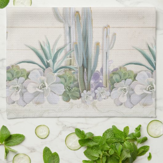 Rustiek Hout Woestijn Cactus Succulent West Keuken Theedoek (Gevouwen)