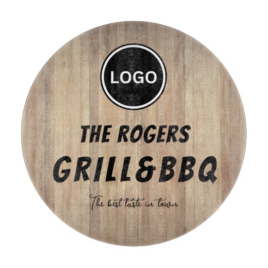 Rustiek Hout Zakelijk Logo Grill & BBQ Snijplank (Voorkant)