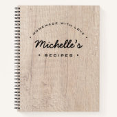 Rustiek hout Zelfgemaakt met liefde Recept Geperso Notitieboek (Voorkant)