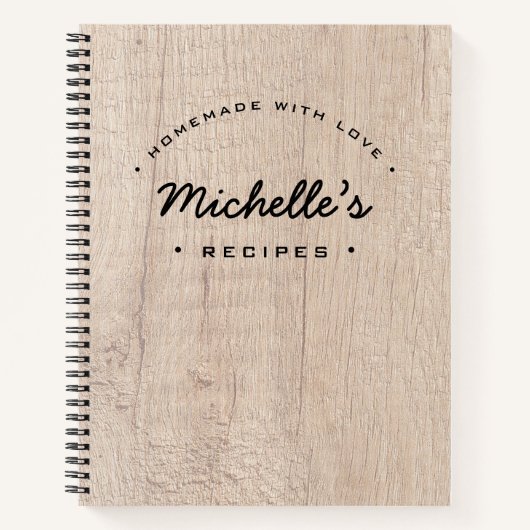 Rustiek hout Zelfgemaakt met liefde Recept Geperso Notitieboek (Voorkant)