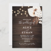 Rustiek hout zomer boho bloemen bruiloft kaart (Voorkant)