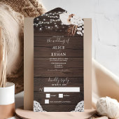 Rustiek Hout Zomer Boho Tropische Bloemen Script All In One Uitnodiging