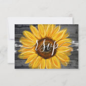 Rustiek hout Zonnebloem Bourgondië Rode Rose Bruil RSVP Kaartje (Achterkant)