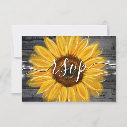 Rustiek hout Zonnebloem Bourgondië Rode Rose Bruil RSVP Kaartje (Achterkant)