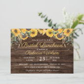 Rustiek hout Zonnebloem Country Barn Bridal Lunche Kaart (Staand voorkant)