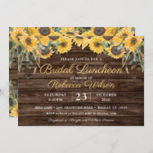 Rustiek hout Zonnebloem Country Barn Bridal Lunche Kaart (Voorkant / Achterkant)