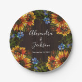 Rustiek Hout Zonnebloem Country Wedding Bord (Voorkant)