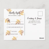 Rustiek hout & Zonnebloem | Herfst bruiloft RSVP Briefkaart (Achterkant)