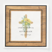 Rustiek Hout Zonnebloem Houten Kruis Huwelijk Servet (Voorkant)