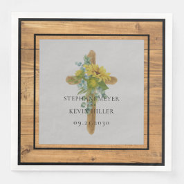 Rustiek Hout Zonnebloem Houten Kruis Huwelijk Servet