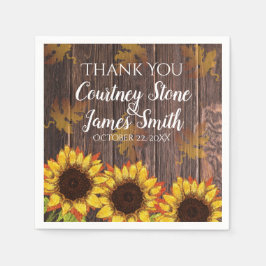 Rustiek Hout & Zonnebloem | Land bruiloft Servet