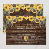 Rustiek Hout Zonnebloem Land Repetitie Diner Kaart (Voorkant / Achterkant)