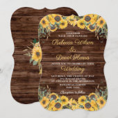 Rustiek hout Zonnebloem Land Schuur Bruiloft Kaart (Voorkant / Achterkant)