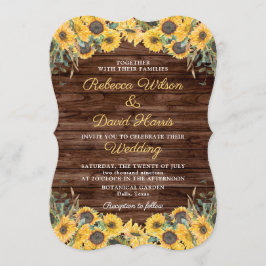 Rustiek hout Zonnebloem Land Schuur Bruiloft Kaart