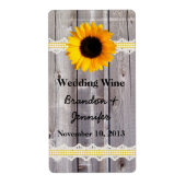 Rustiek hout & Zonnebloem Mini Wijn Etiketten (Voorkant)
