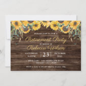 Rustiek Hout Zonnebloem Pensioen Partij Kaart (Voorkant)