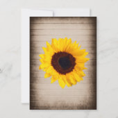 Rustiek hout zonnebloem repetitie diner uitnodigin kaart (Achterkant)