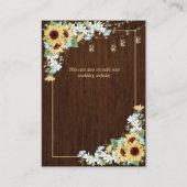 Rustiek hout Zonnebloem Stoffig Blauw Bloemen Deta Informatiekaartje (Achterkant)