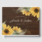 Rustiek hout zonnebloem thema bruiloft gastenboek (Voorkant)