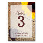Rustiek Hout Zonnebloem Trouwtafel Nummers Kaart (Voorkant)
