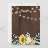 rustiek hout Zonnebloem witte pioen bruiloft Kaart (Achterkant)