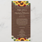 Rustiek hout Zonnebloemen Bourgondië rode rozen br Programmakaart (Voorkant / Achterkant)