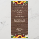 Rustiek hout Zonnebloemen Bourgondië rode rozen br Programmakaart (Voorkant)