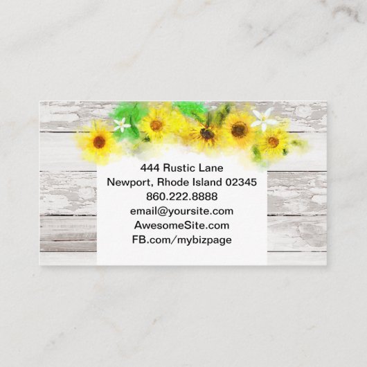 Rustiek Hout Zonnebloemen Citrus Citrus Citrus Visitekaartje (Achterkant)