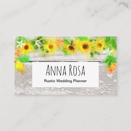 Rustiek  Hout Zonnebloemen Citrus Citrus Citrus Visitekaartje (Voorkant)