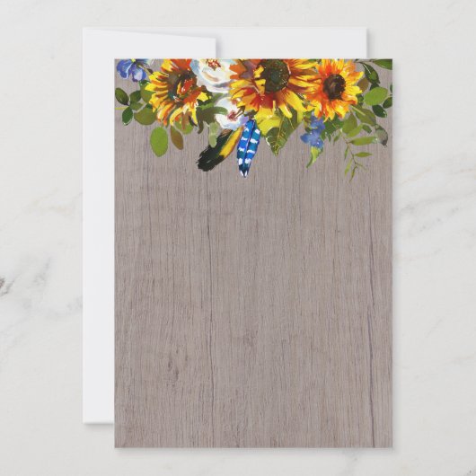 Rustiek hout Zonnebloemen Eerste Heilige Communie Kaart (Achterkant)