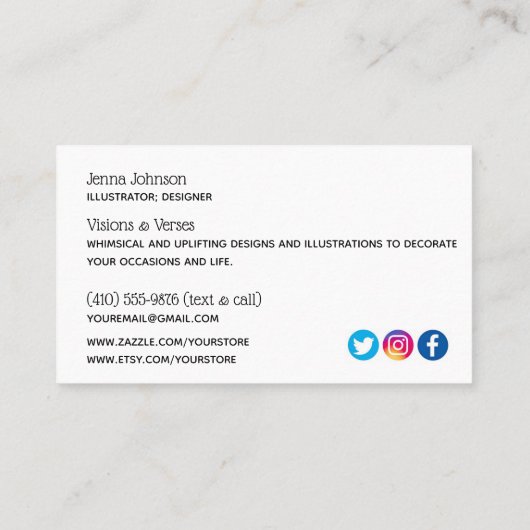 Rustiek Hout & Zonnebloemen Maker Logo Visitekaartje (Achterkant)