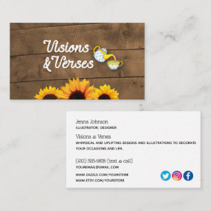 Rustiek Hout & Zonnebloemen Maker Logo Visitekaartje