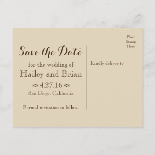 Rustiek Hout, Zonnebloemen ,Typografie Save the Da Aankondigingskaart (Achterkant)