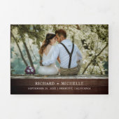 Rustiek hout zonnebloemen witte pompoen herfst bru drieluik uitnodiging (Cover)