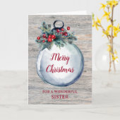 Rustiek hout zusje vrolijk kerstfeest kaart (Gele Bloem)