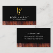 Rustiek Hout Zwart met Gouden Schaar Kam Visitekaartje (Voorkant / Achterkant)