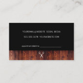 Rustiek hout zwart met schaarlogo afspraak afsprakenkaartje (Achterkant)