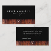 Rustiek hout zwart met schaarlogo afspraak afsprakenkaartje (Voorkant / Achterkant)